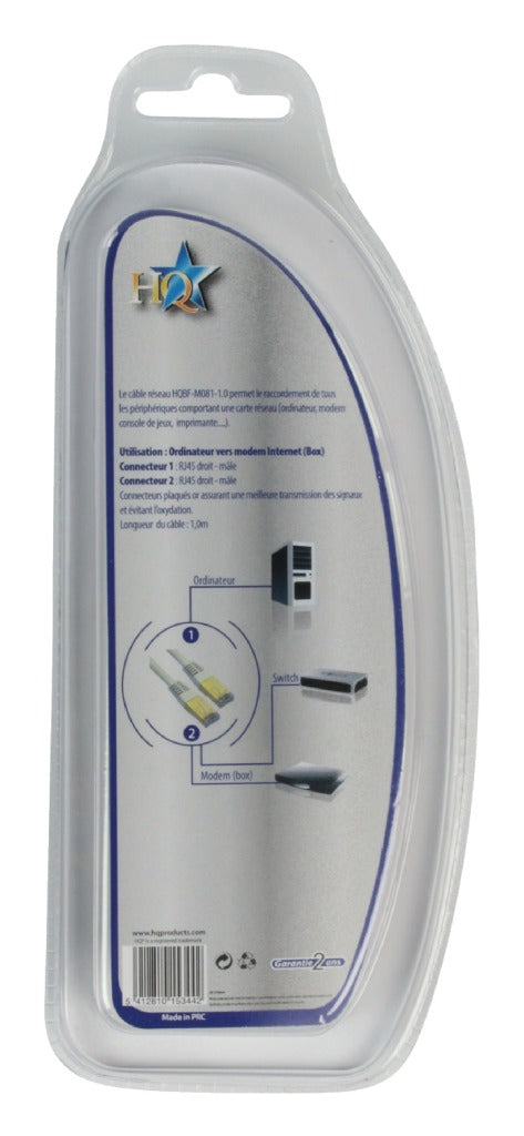 HQ HQ HQ HQBF-M081-1.0 Cavo di rete UTP CAT5E RJ45 (8 8) MASCHIO RJ45 (8 8) MASCHIO 1,00 M GRIGIO