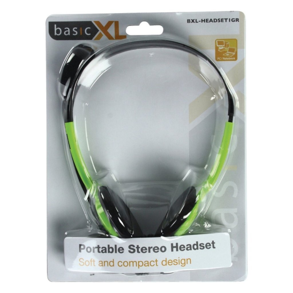 Basicxl bxl-headset1 stereo headset groen zwart
