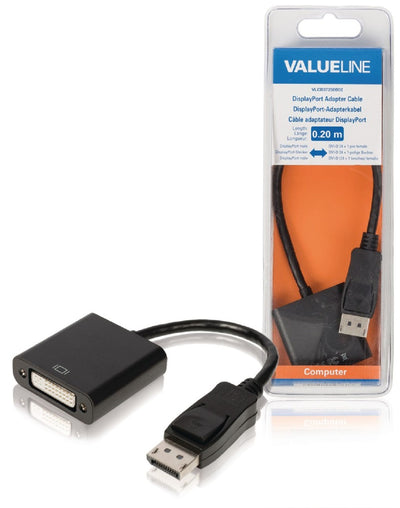 Valueline Valueline VLCB37250B02 Adaptador de pantalla Cable DisplayPort Male DVI-D 24 + 1 pin hembra 0.20 M Negro