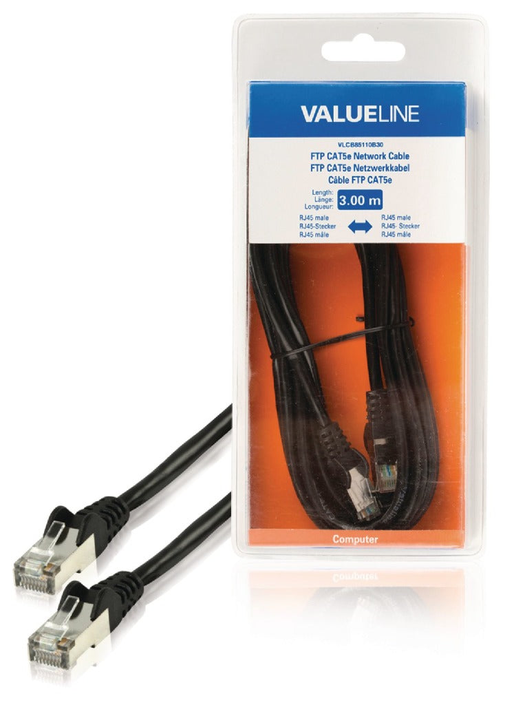 VALULINA VALULINE VLCB85110B30 FTP Cavo di rete Cat5E RJ45 Maschio RJ45 Maschio 3,00 M nero