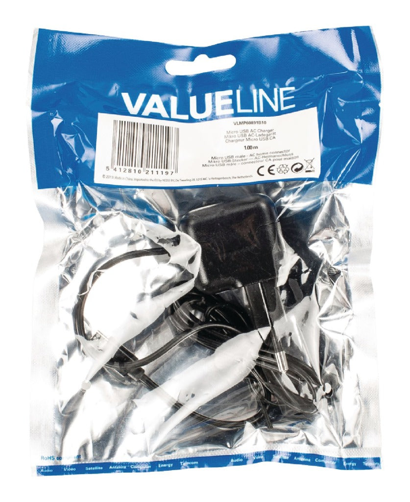 Valueline Valueline VLMP60891B10 Cargador 2.1 A Micro-USB Negro