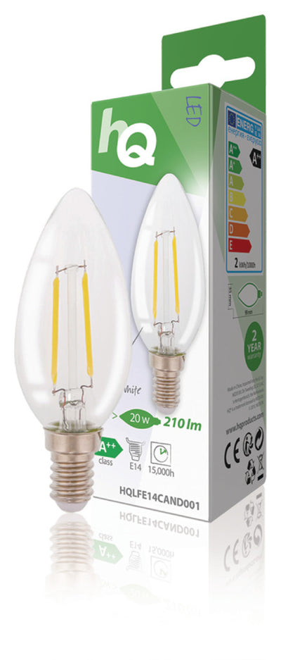 HQ HQ HQLFE14CAND001 LEC LET RETRO FILAMENT LAMP E14 Vela 2 W 210 LM 2700 K