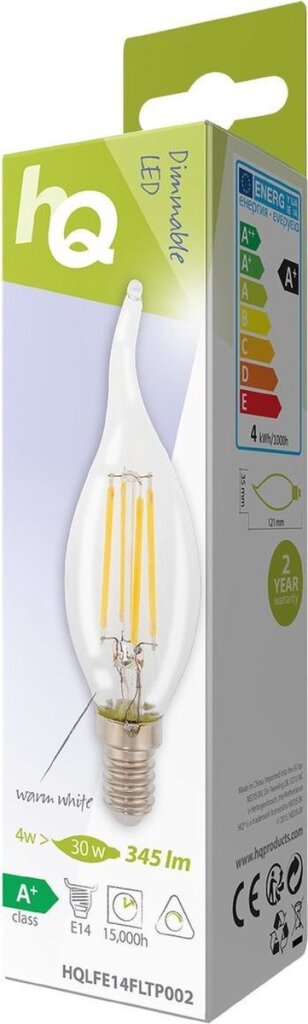 HQ HQ HQLFE14FLTP002 LAMPIONE FILAMENTO RETRO LED E14 Candela ricudibile 4 W 345 LM 2700 K