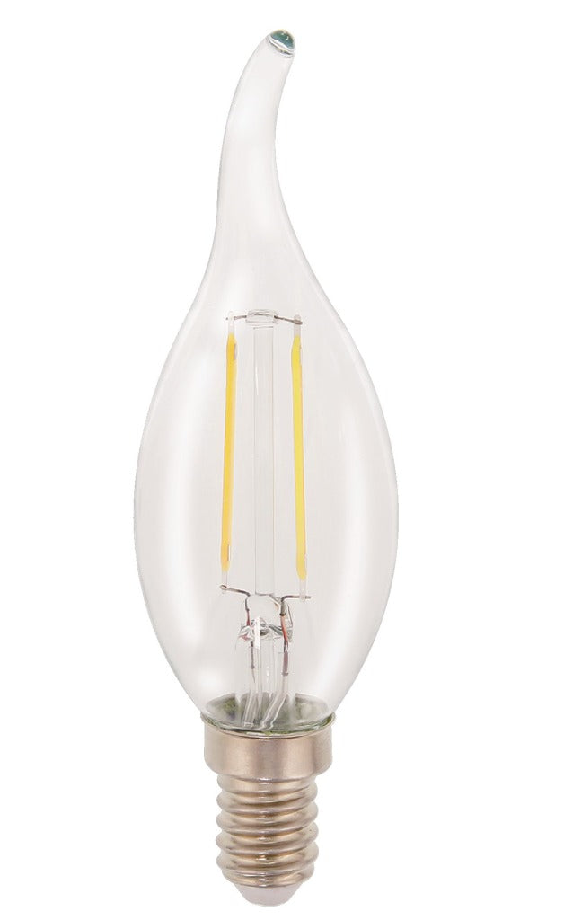 HQ HQ HQLFE14FLTP001 LAMPAMENTO DI FILAMENTO RETRO LED E14 CANDELLO BENTATO 2 W 210 LM 2700 K