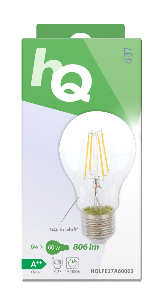 HQ HQ HQLFE27A60002 LAD FILAMENT RETRO LED E27 A60 6 W 806 LM 2700 K