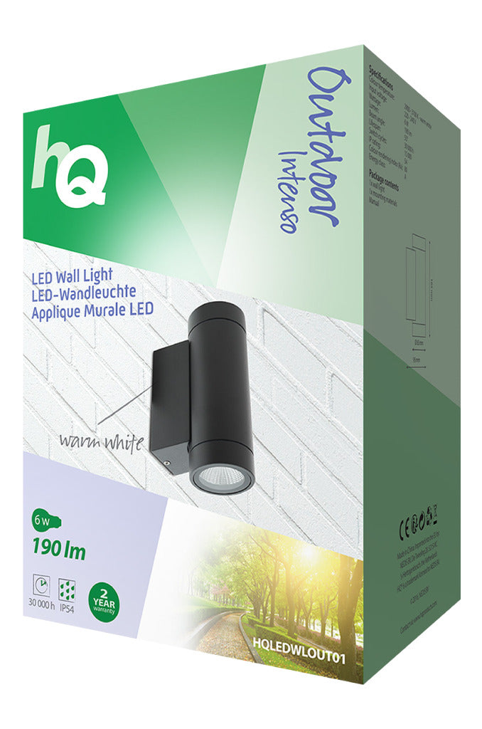 HQ HQ HQLEDWLOUT01 LAMPAGNO LED MOLTO PER IL NERO DI NERO DI 6 W 190