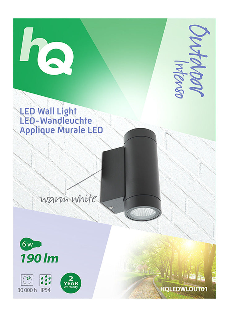 HQ HQ HQLEDWLOUT01 LAMPAGNO LED MOLTO PER IL NERO DI NERO DI 6 W 190