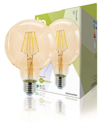 HQ HQ HQLFE27G95002 LED RETRO FILAMENT LAMP E27 DIMMABLE G95 4 W 320 LM 2500 K