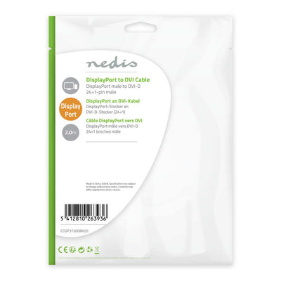 Nedis CCGP37200BK20 DisplayPort DVI Cavo DisplayPort Male DVI-D 24+1-pin maschio 2,0 m nero