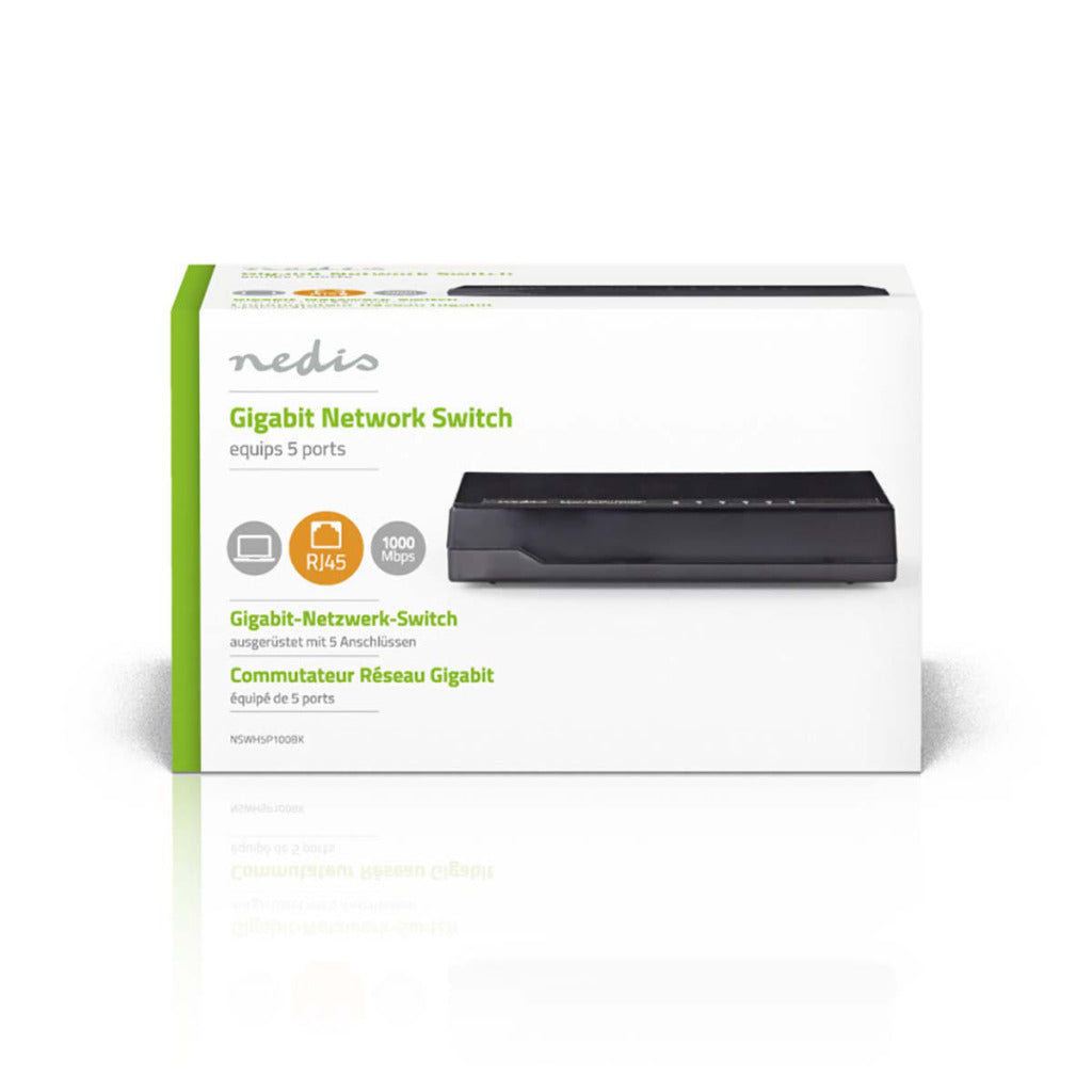 NEDIS NSWHH5P100BK Networkswitch 5 Puertos 1 GBPS LED INDICADORES