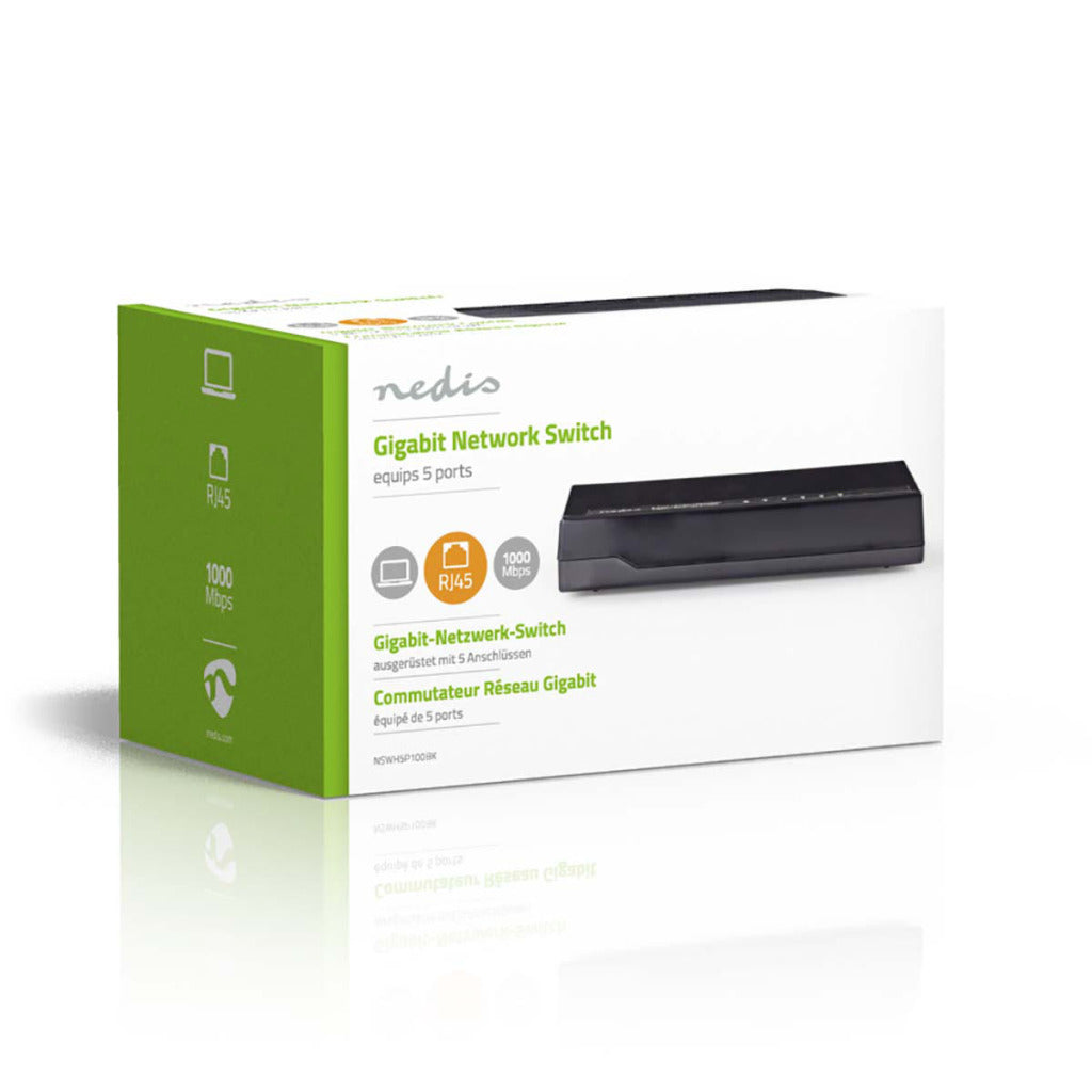 NEDIS NSWHH5P100BK Networkswitch 5 Puertos 1 GBPS LED INDICADORES