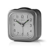 NEDIS CLDK005GY Reloj de escritorio analógico con alarma cuadrada gris