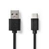 NEDIS CCGP60600BK01 USB 2.0 CABLE Tipo-C Macho Male 0.1 M Negro