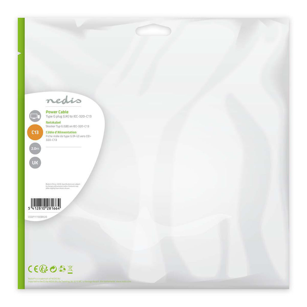 Nedis CEGP11100BK20 Food Chance Stock Tegar G (VK) IEC-320-C13 2,0 M nero