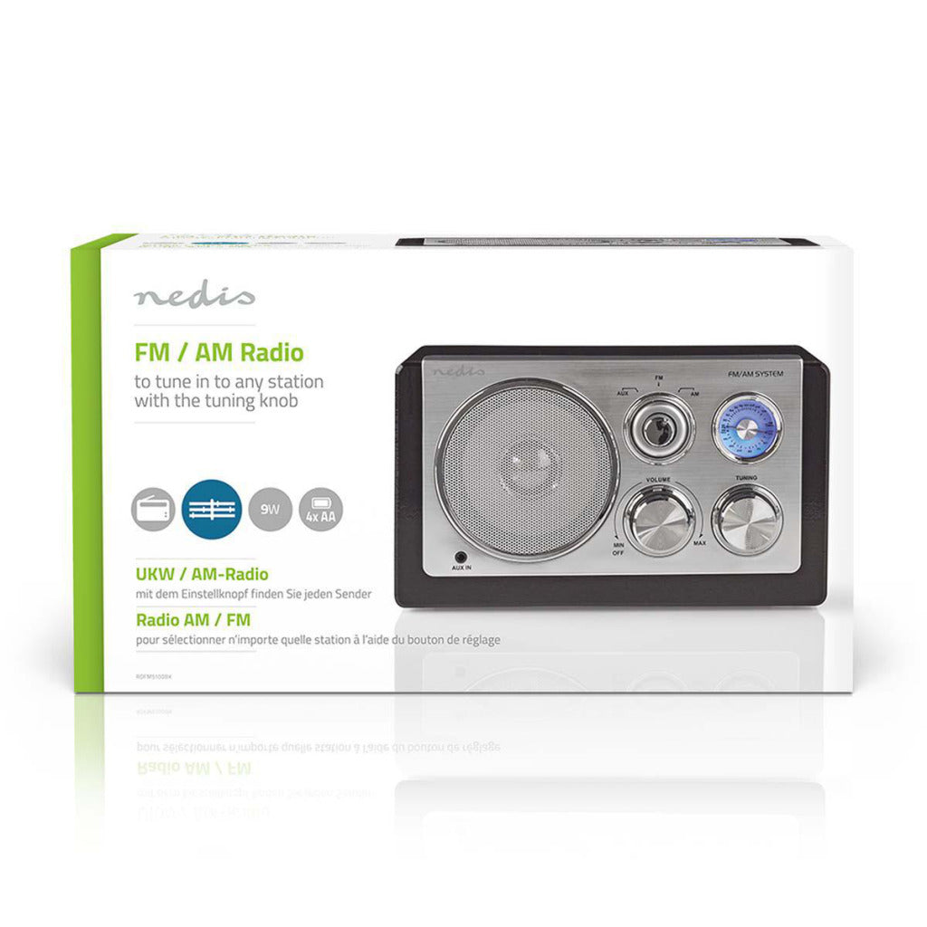 Nedis RDFM5100bk FM-Radio 9 W Tuning analogico Design retrò nero