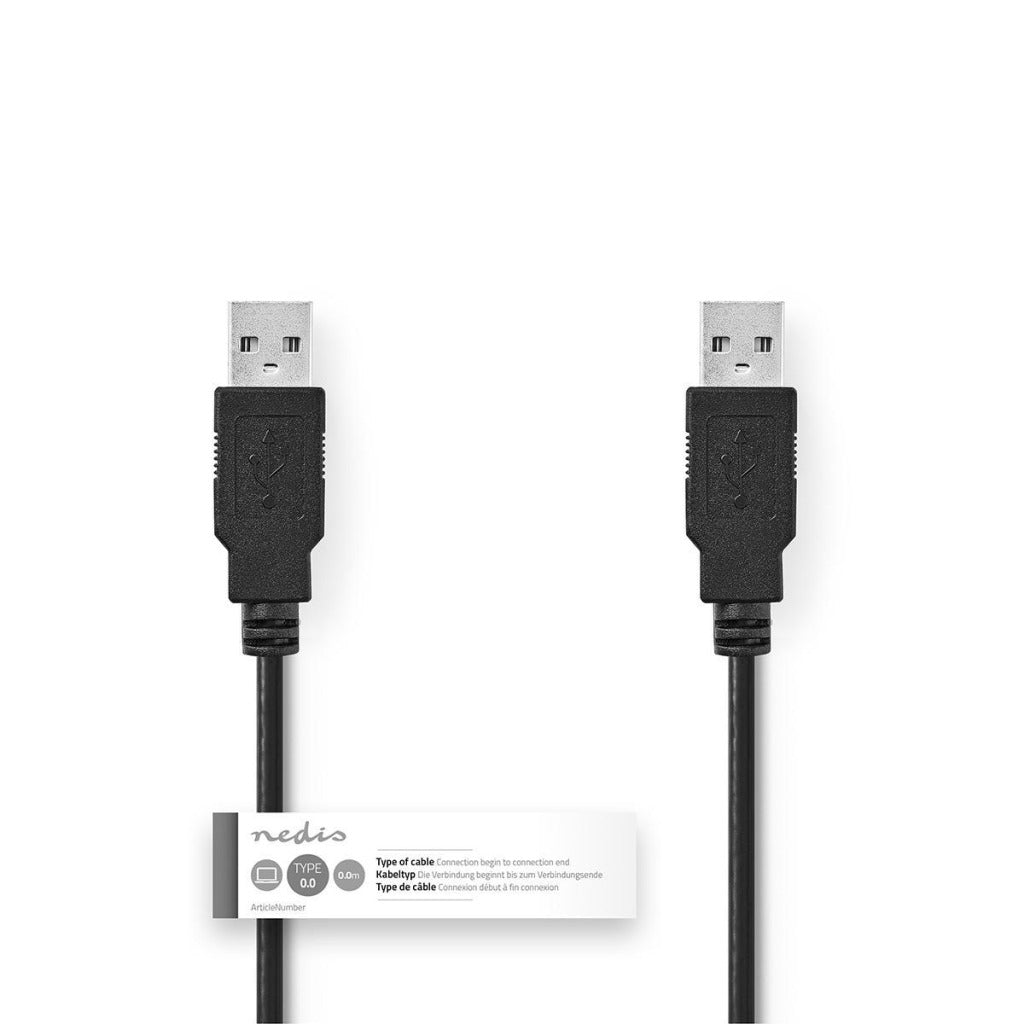 Nedis ccgt60000bk20 kabel usb 2.0 a male - a male 2,0 m zwart