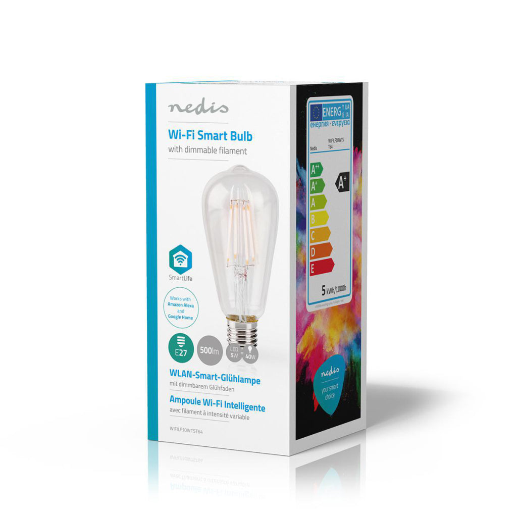 NEDIS WIFILF10WTST64 Lámpara de filamento LED Wi-Fi E27 ST64 5 W 500 LM