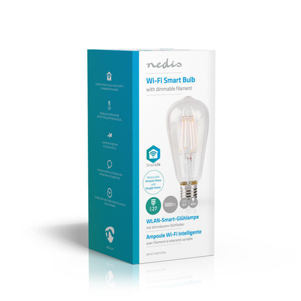 NEDIS WIFILF10WTST64 Lámpara de filamento LED Wi-Fi E27 ST64 5 W 500 LM