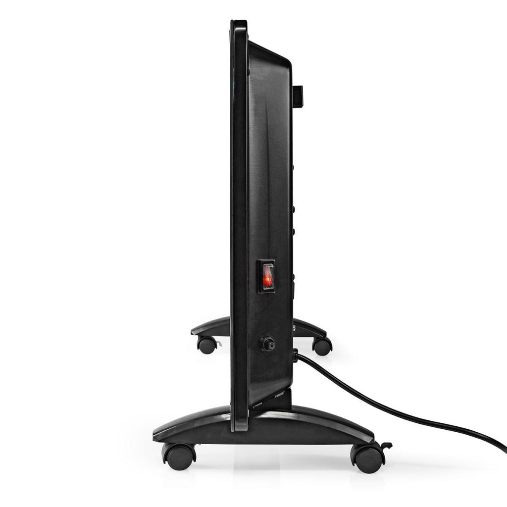 NEDIS HTPL20FBK Pannello di vetro Convettore Termostato Schermata LCD 2 stand di riscaldamento Montaggio a parete in piedi 2000 W Nero
