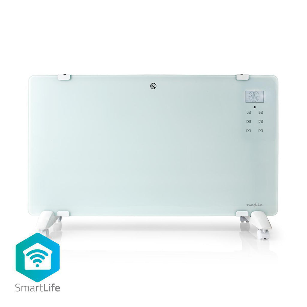 Nedis wifihtpl20fwt estufa de convector inteligente con panel frontal de vidrio de termostato Wi-Fi 2000 W White