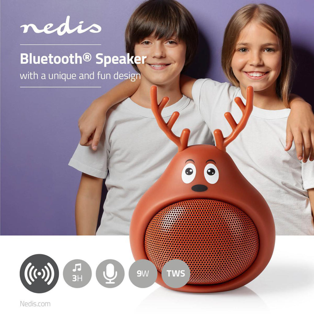 Nedis SPBT4110bn Animatichs Bluetooth Speaker 3 ore di gioco di tempo di gioco -Chiamata Rudy Reindeer