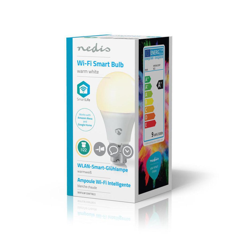 NEDIS WIFILW12WTB22 SmartLife LED Bulb Wi-Fi B22 800 LM 9 W Clase de energía White White 2700 K: Comercio A+ Android; iOS A60