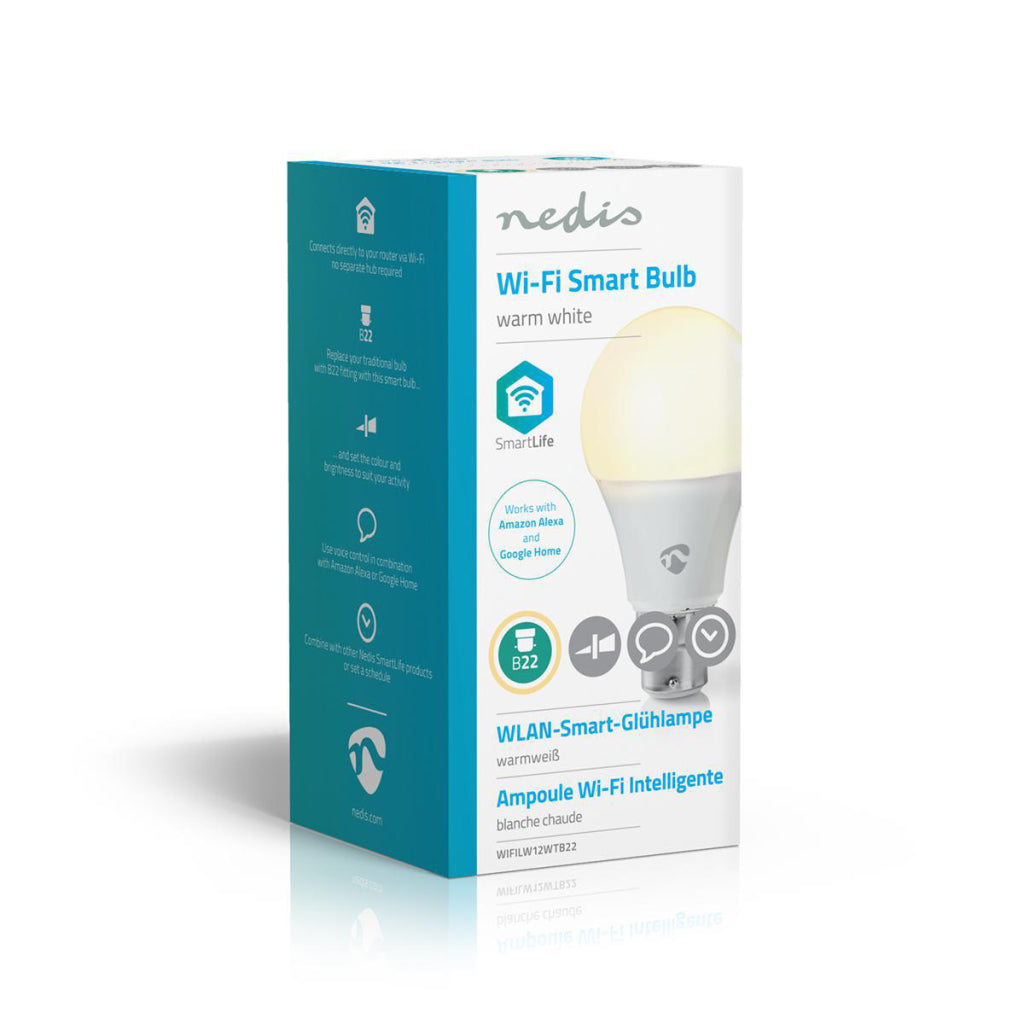 NEDIS WIFILW12WTB22 SmartLife LED Bulb Wi-Fi B22 800 LM 9 W Clase de energía White White 2700 K: Comercio A+ Android; iOS A60