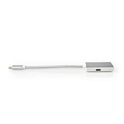 Nedis CCTB64680AAL02 Adattatore USB USB 3.2 Gen 1 USB Type-C Trade; Commercio di HDMI maschio; Connettore 0,20 m Finestra di copertina in argento in nylon arrotondato a maglia