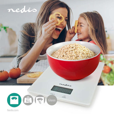 Nedis KASC610WT Scala della cucina in plastica in vetro digitale