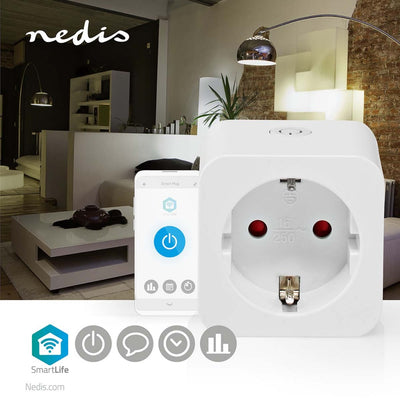 Nedis wifip121fwt smartlife plug wi -fi meter di energia 3680 w type f (CEE 7 3) -10 45 ° C Android iOS bianco