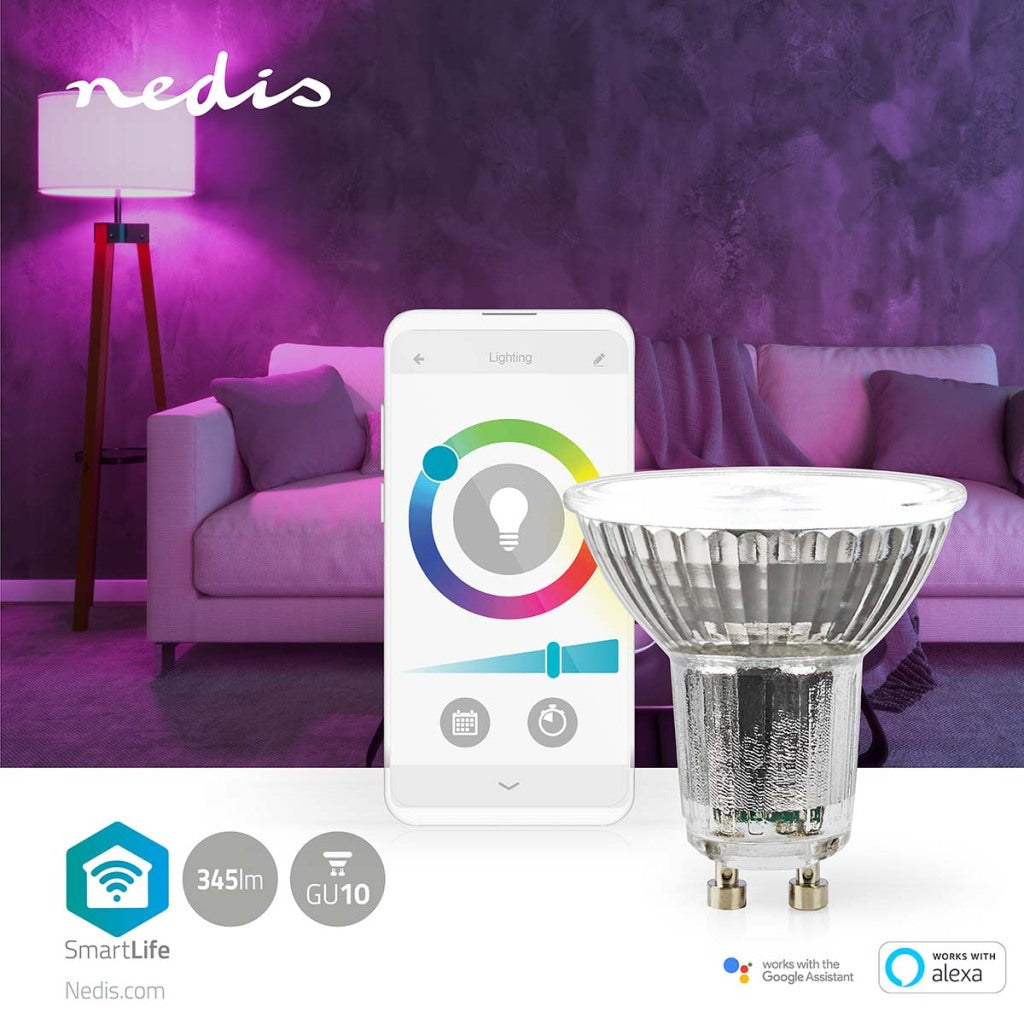 Nedis wifilrc10gu10 smartlife multicolour lamp wi-fi gu10 345 lm 4.9 w rgb warm to cool white android trade; ios par16