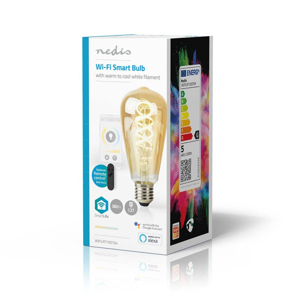 NEDIS WIFILRT10ST64 Lámpara de filamento LED SmartLife Wi-Fi E27 360 LM 4.9 W CALIENTA A COLO WHITE 1800 6500 K Vlass Android Comercio; iOS st64