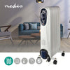 Nedis htoi30wt9 mobiele olieradiator 800 1200 2000 w 9 vinnen instelbare thermostaat 3 warmte standen omvalpreventie wit