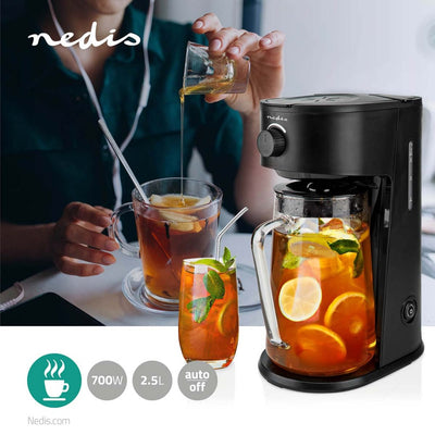 Nedis kaicm200fbk gelato caffettiere da tè da tè da tè caffè 2,5 l 6 tazze di nero