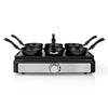 Nedis fcra310fbk6 party wokset grill 6 personen spatel temperatuurinstelling anti-aanbak laag rechthoek