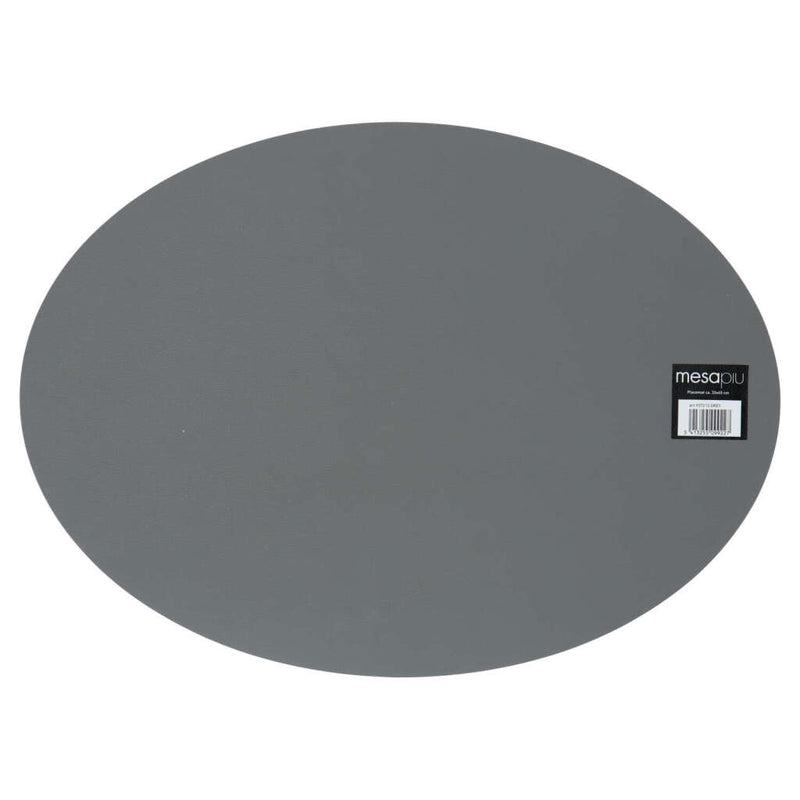 Mesapiu Mesapiu Pochemat in pelle Look grigio ovale 45x33 cm