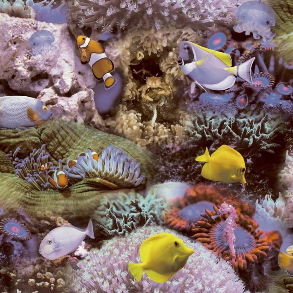 Noordwand Wallpaper Noordwand Buono vibrazioni coralli e pesci tropicali geel e viola