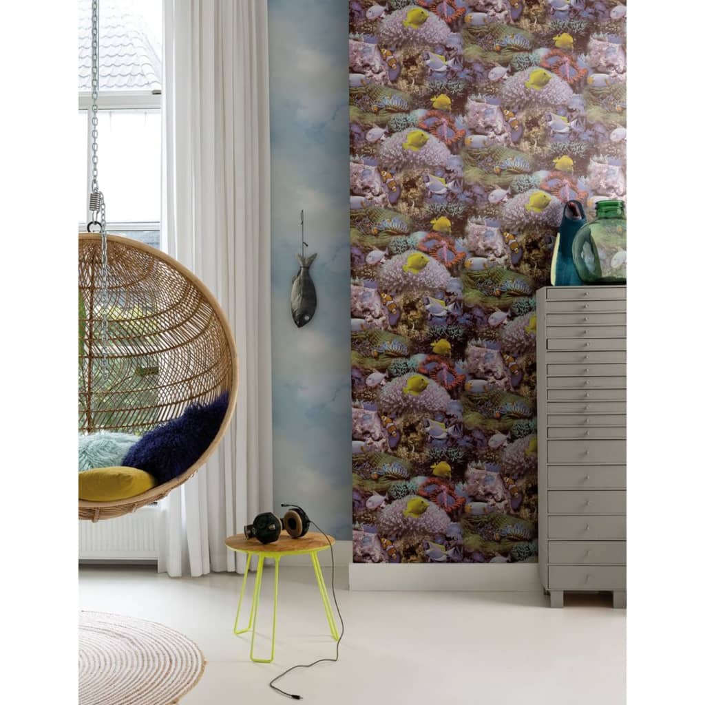 Noordwand Wallpaper Noordwand Buono vibrazioni coralli e pesci tropicali geel e viola