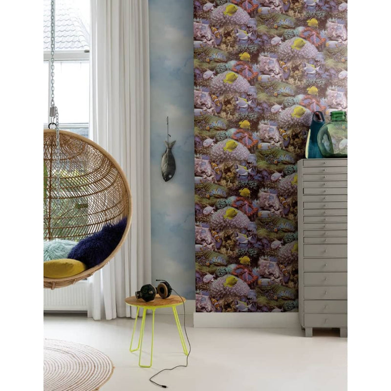 Noordwand Wallpaper Noordwand Buono vibrazioni coralli e pesci tropicali geel e viola