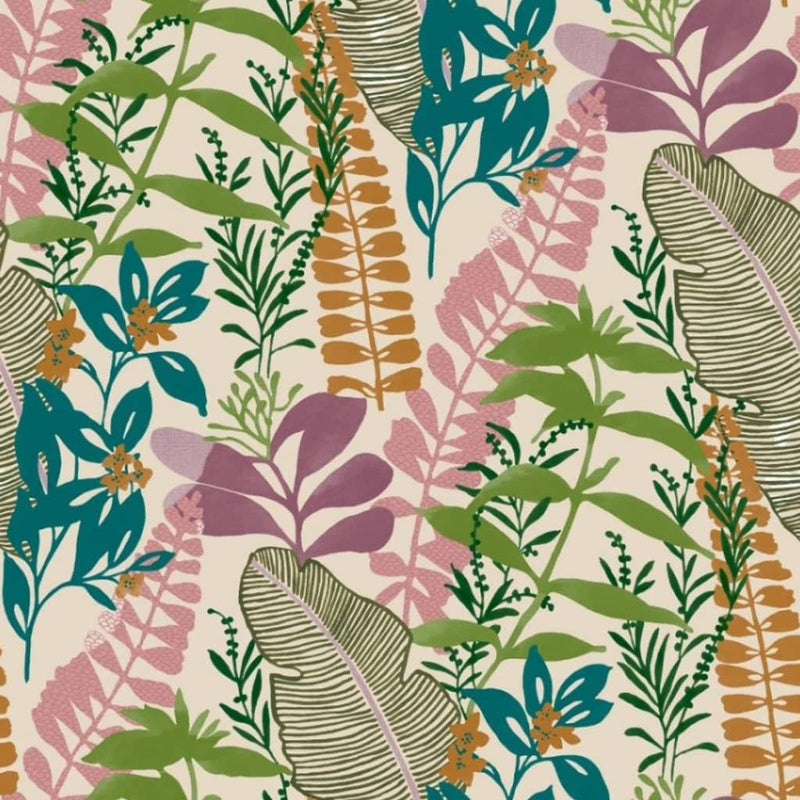 Noordwand behang good vibes big leaves groen en roze