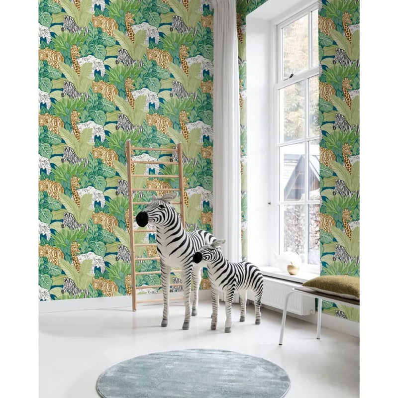 Wallpaper North Wall Noordwand Buoni vibrazioni Animali verdi e neri