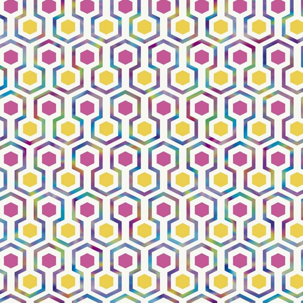 Wallpaper North Wall Noordwand Good Vibes Pattern esagono rosa e giallo