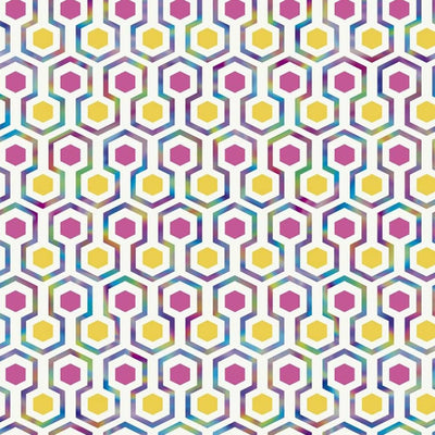 Noordwand behang good vibes hexagon pattern roze en geel