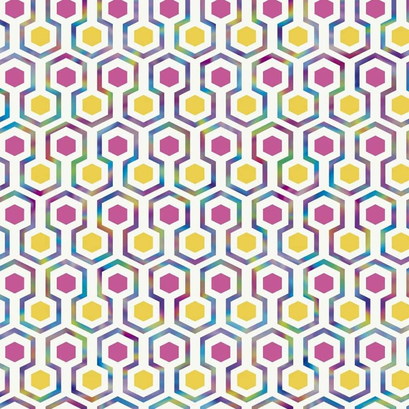Wallpaper North Wall Noordwand Good Vibes Pattern esagono rosa e giallo