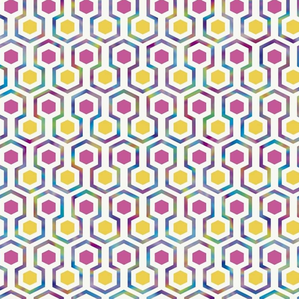 Wallpaper North Wall Noordwand Good Vibes Pattern esagono rosa e giallo