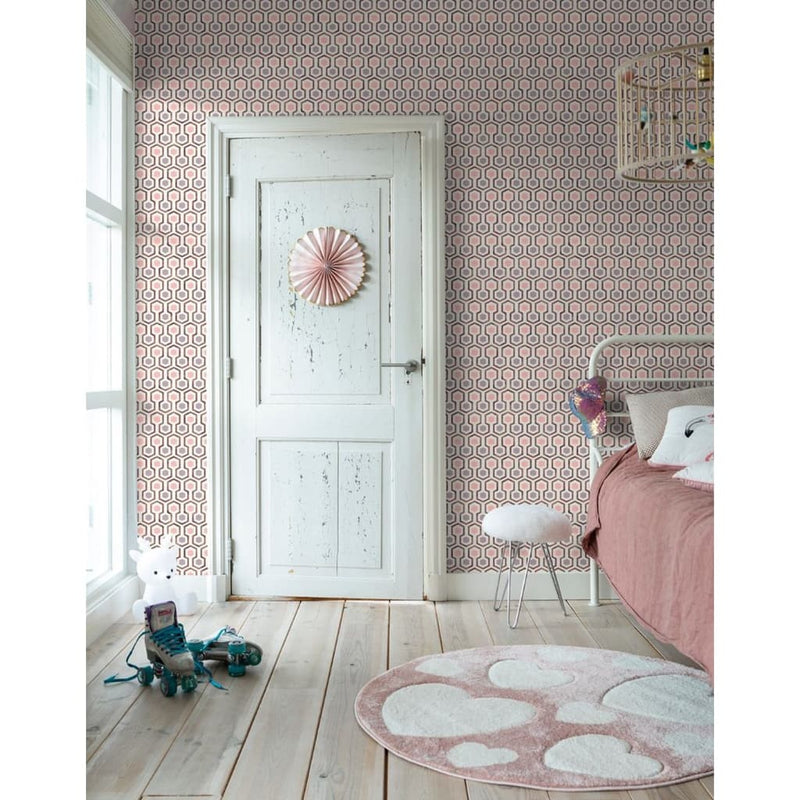 Wallpaper North Wall Noordwand Good Vibes Pattern esagono rosa e viola