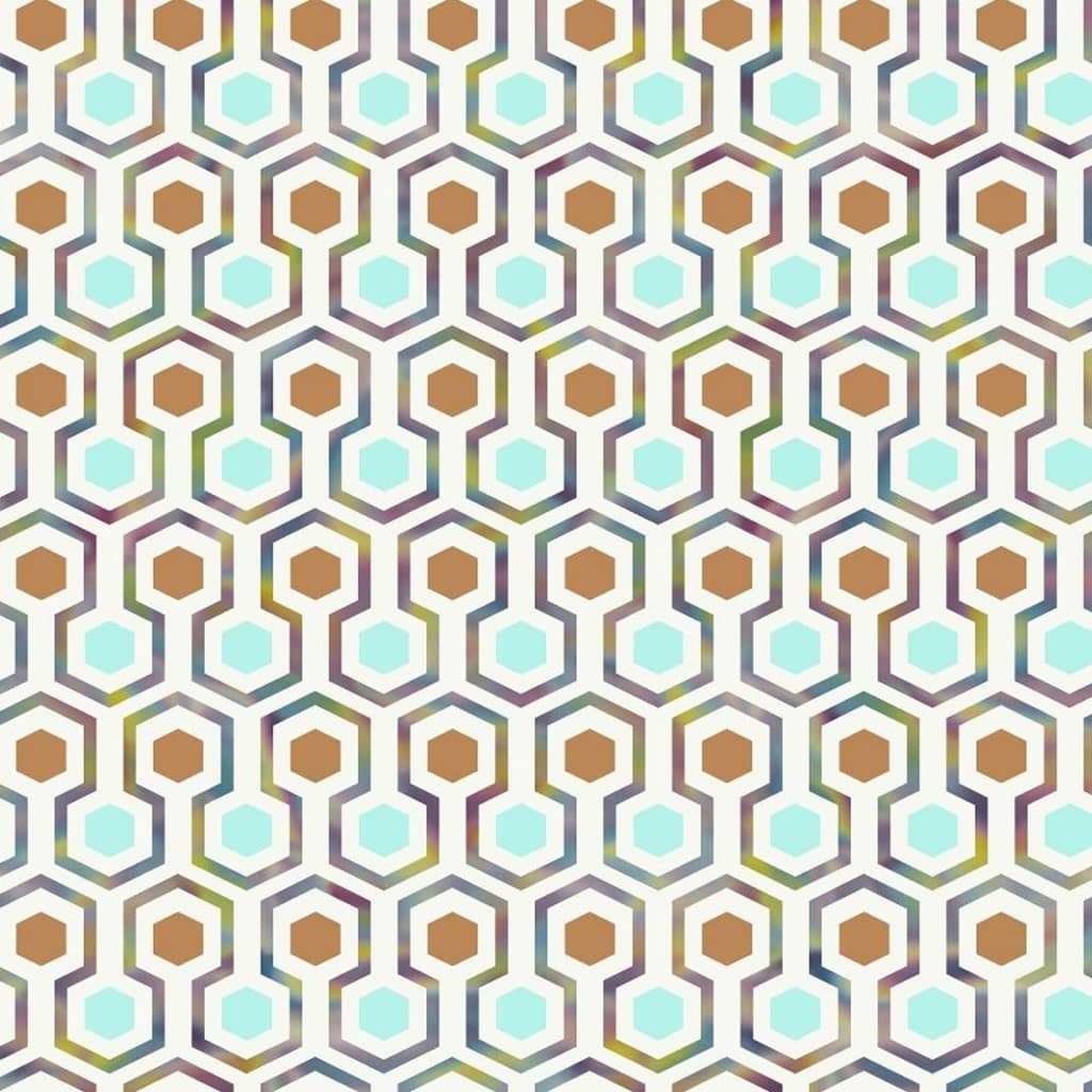 Wallpaper North Wall Noordwand Buoni vibrazioni Pattern esagono verde e arancione