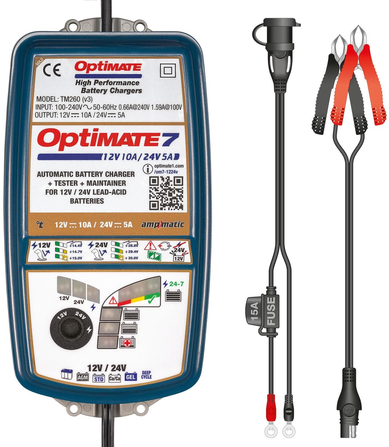 Tecmate batterieladegerät optimate 7 12v-24v optimate 7 charger 12v 24v