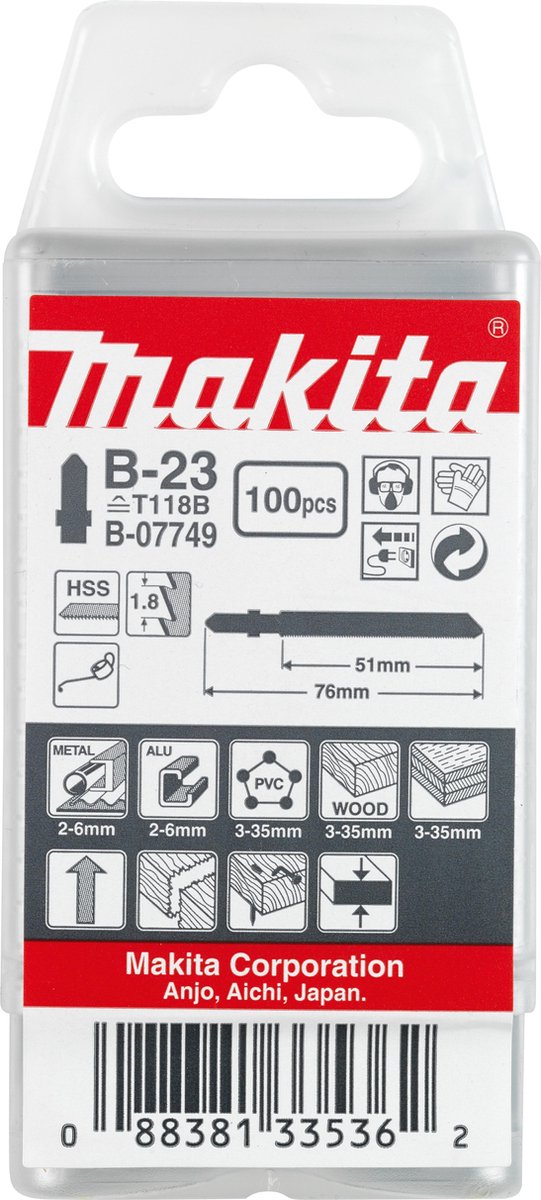 Accessori Makita lama per seghetto alternativo b23 - t118b | 100 pezzi - b-07749