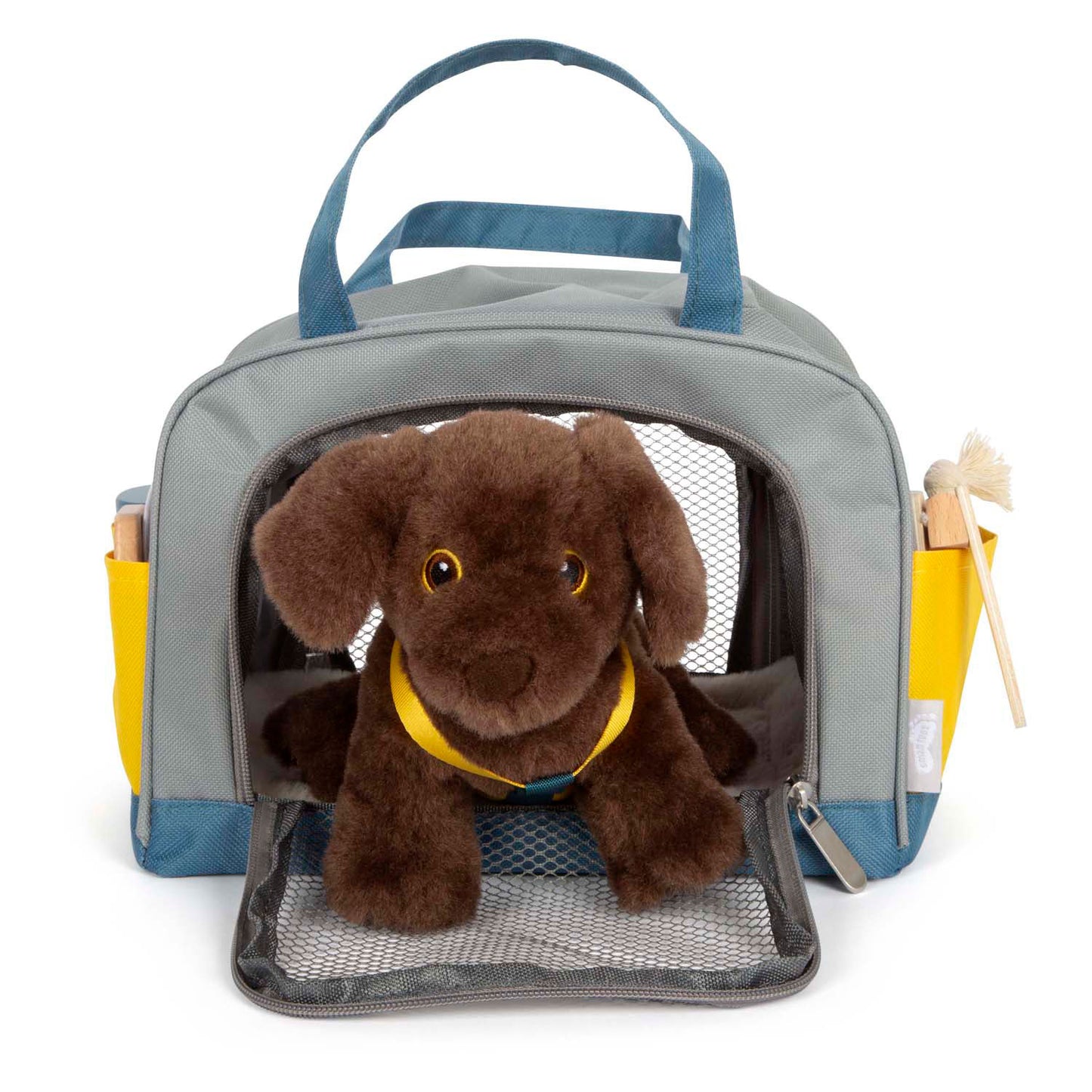 Small foot hug dog with carrier bag and care set